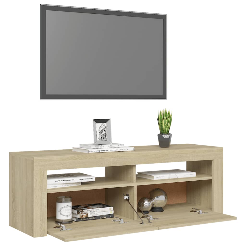Tv-meubel met LED-verlichting 120x35x40 cm sonoma eikenkleurig Sonoma eiken