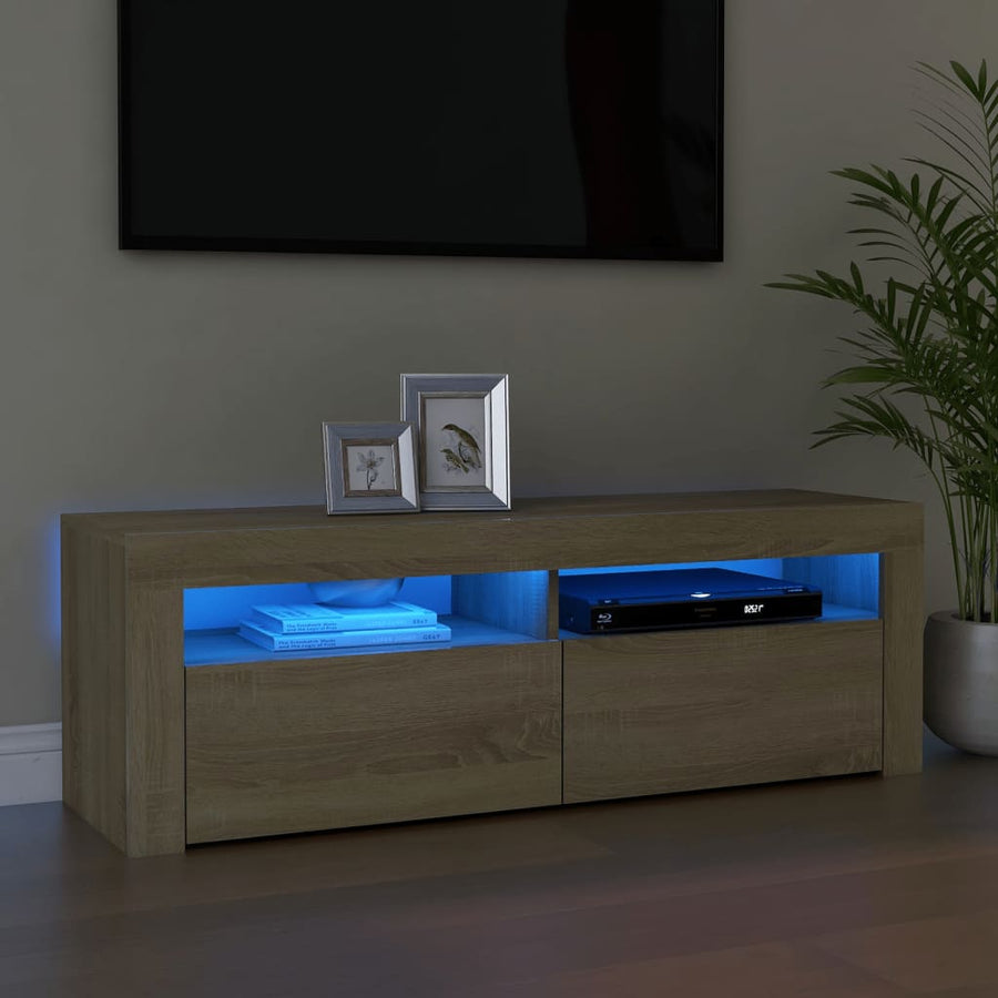 Tv-meubel met LED-verlichting 120x35x40 cm sonoma eikenkleurig Sonoma eiken