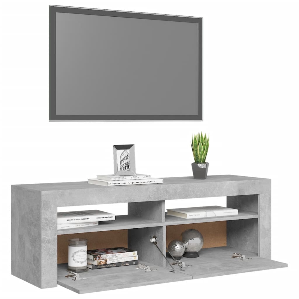 Tv-meubel met LED-verlichting 120x35x40 cm betongrijs Betongrijs