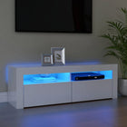 TV Cabinet with LED Lighting 120x35x40 cm High Gloss White
