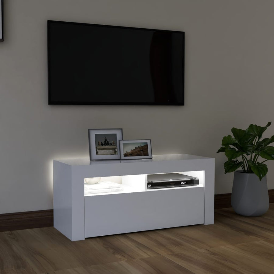 Tv-meubel met LED-verlichting 90x35x40 cm wit Wit