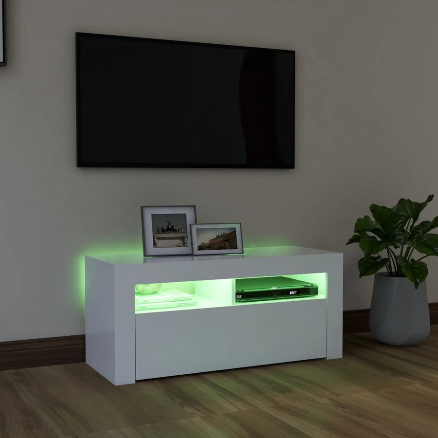 Tv-meubel met LED-verlichting 90x35x40 cm wit Wit