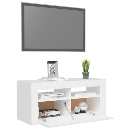 Tv-meubel met LED-verlichting 90x35x40 cm wit Wit