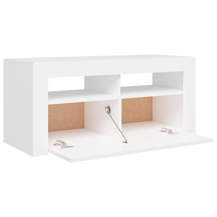 Tv-meubel met LED-verlichting 90x35x40 cm wit Wit
