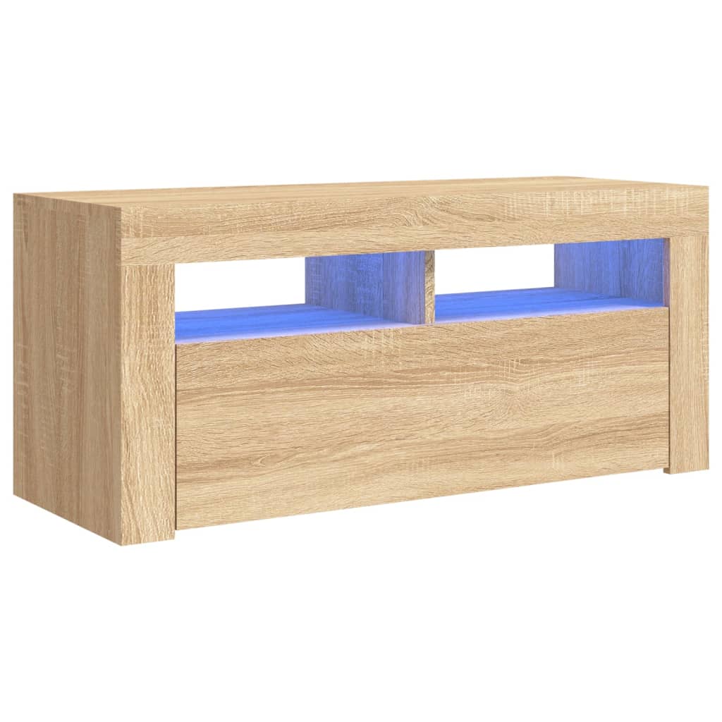 Tv-meubel met LED-verlichting 90x35x40 cm sonoma eikenkleurig Sonoma eiken