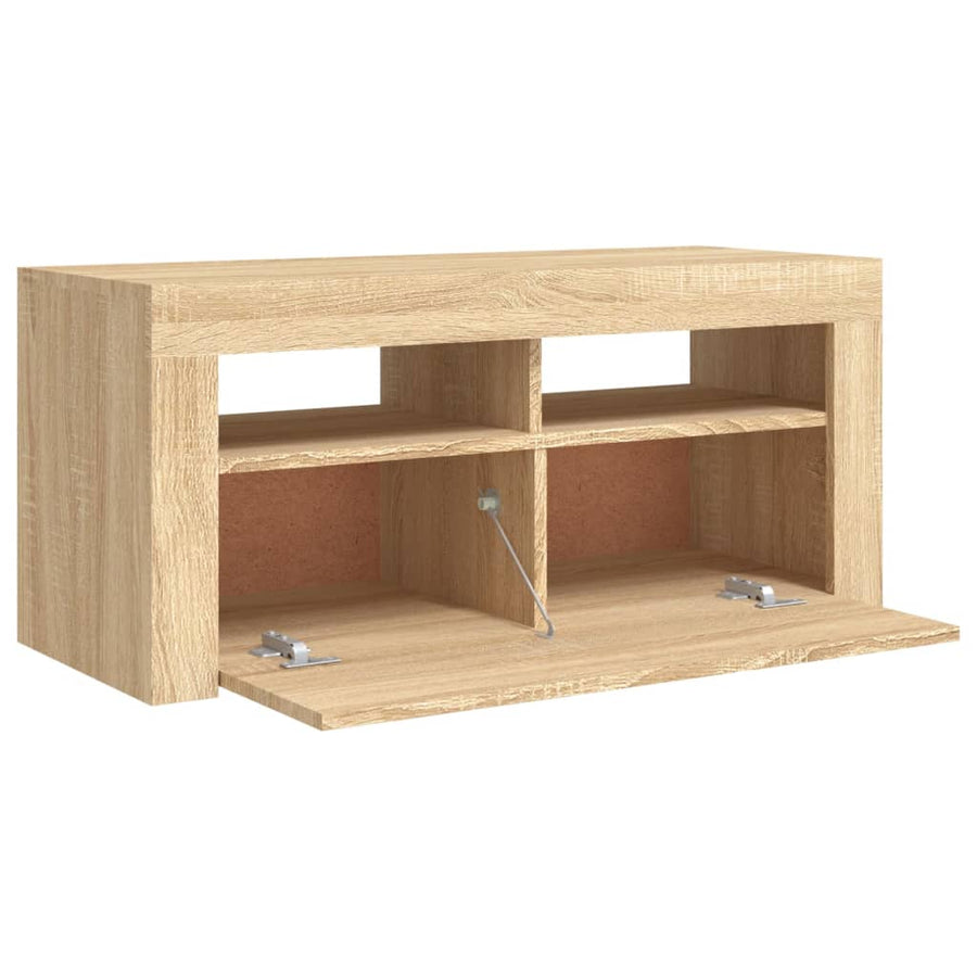 Tv-meubel met LED-verlichting 90x35x40 cm sonoma eikenkleurig Sonoma eiken