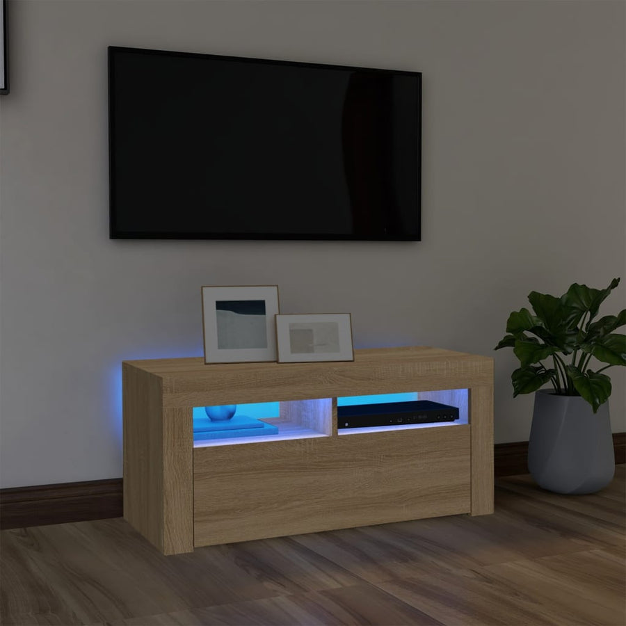 Tv-meubel met LED-verlichting 90x35x40 cm sonoma eikenkleurig Sonoma eiken