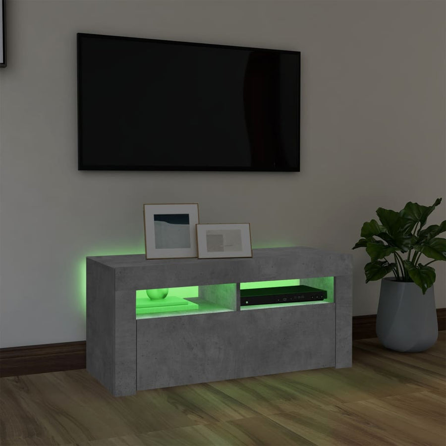 Tv-Meubel Met Led-Verlichting 90X35X40 Cm Betongrijs