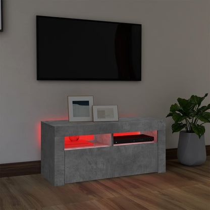 Tv-Meubel Met Led-Verlichting 90X35X40 Cm Betongrijs