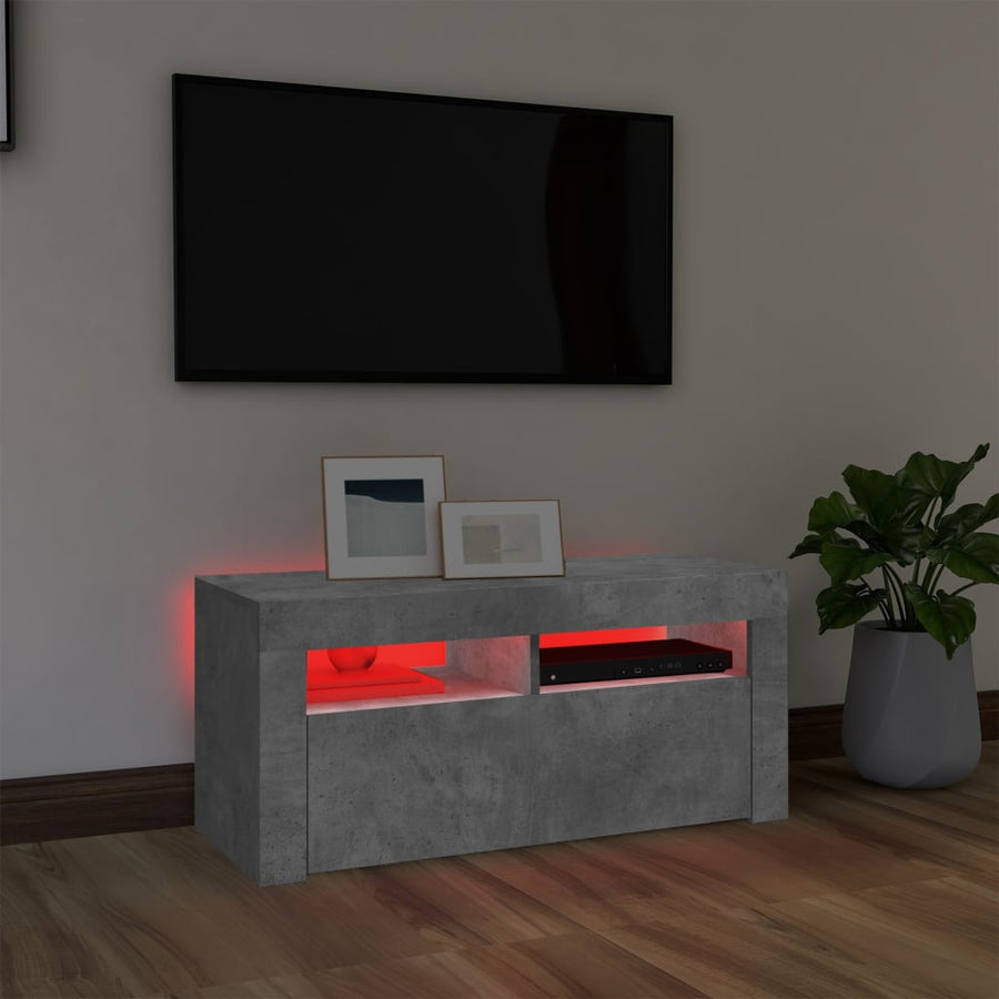 Tv-Meubel Met Led-Verlichting 90X35X40 Cm Betongrijs