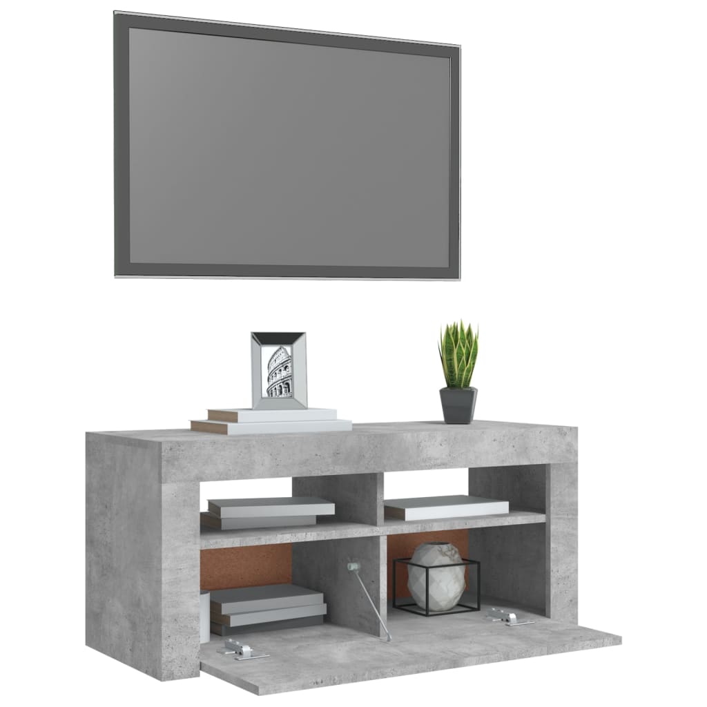 Tv-Meubel Met Led-Verlichting 90X35X40 Cm Betongrijs