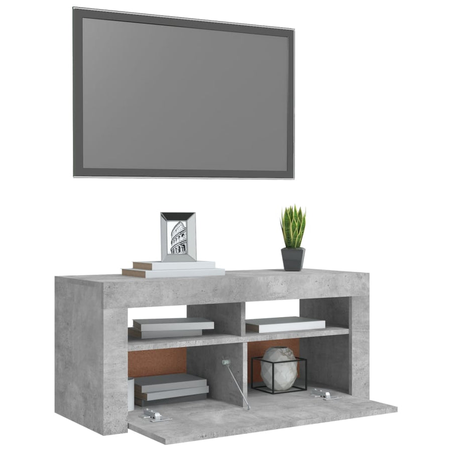 Tv-Meubel Met Led-Verlichting 90X35X40 Cm Betongrijs