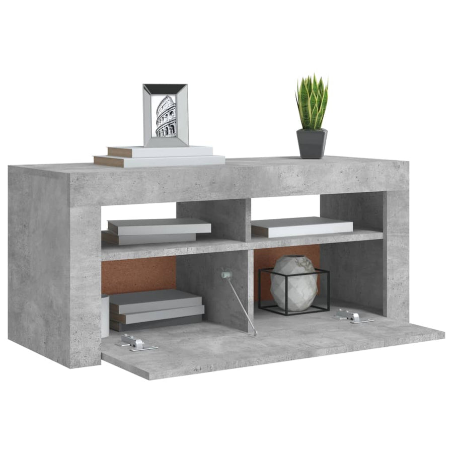 Tv-Meubel Met Led-Verlichting 90X35X40 Cm Betongrijs