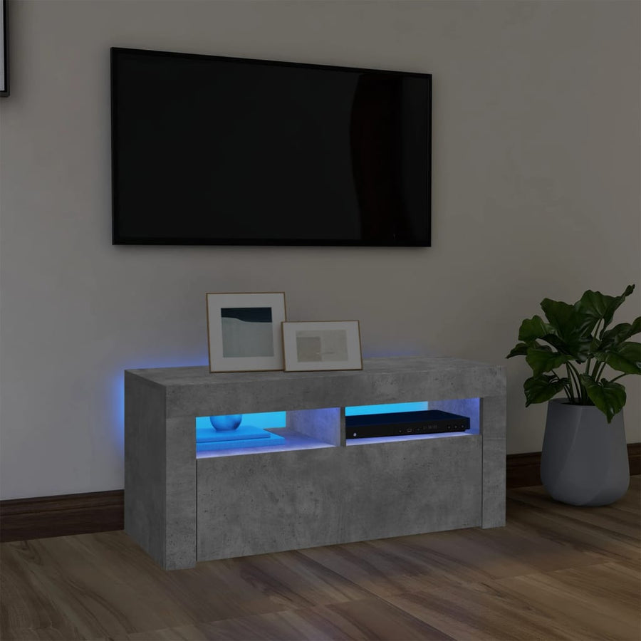 Tv-Meubel Met Led-Verlichting 90X35X40 Cm Betongrijs