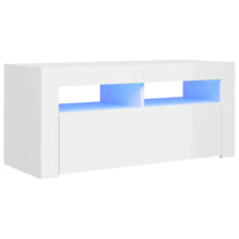 Tv-meubel met LED-verlichting 90x35x40 cm hoogglans wit Hoogglans wit