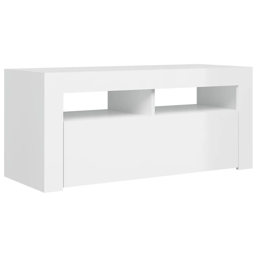 Tv-meubel met LED-verlichting 90x35x40 cm hoogglans wit Hoogglans wit