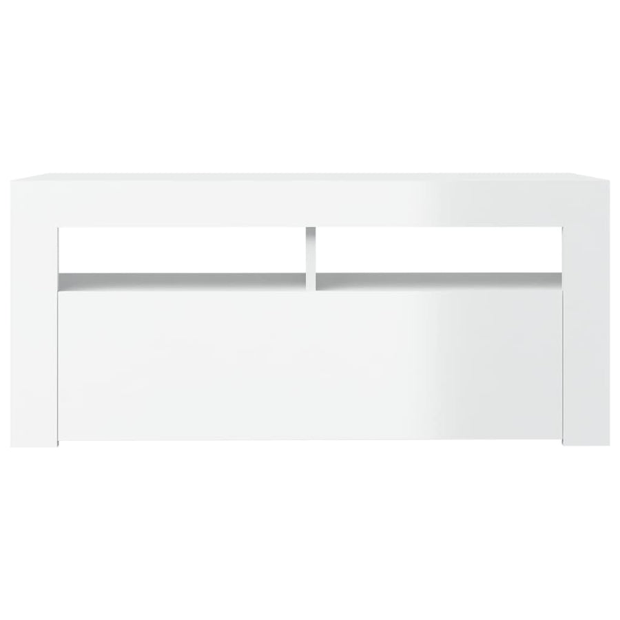 Tv-meubel met LED-verlichting 90x35x40 cm hoogglans wit Hoogglans wit