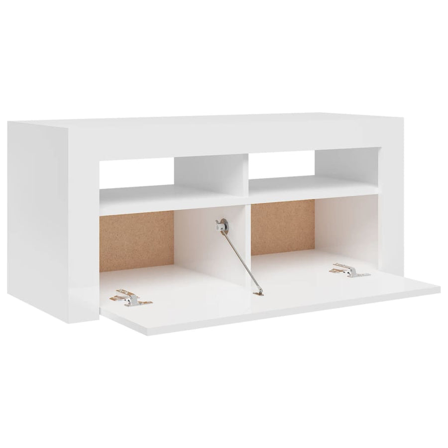 Tv-meubel met LED-verlichting 90x35x40 cm hoogglans wit Hoogglans wit