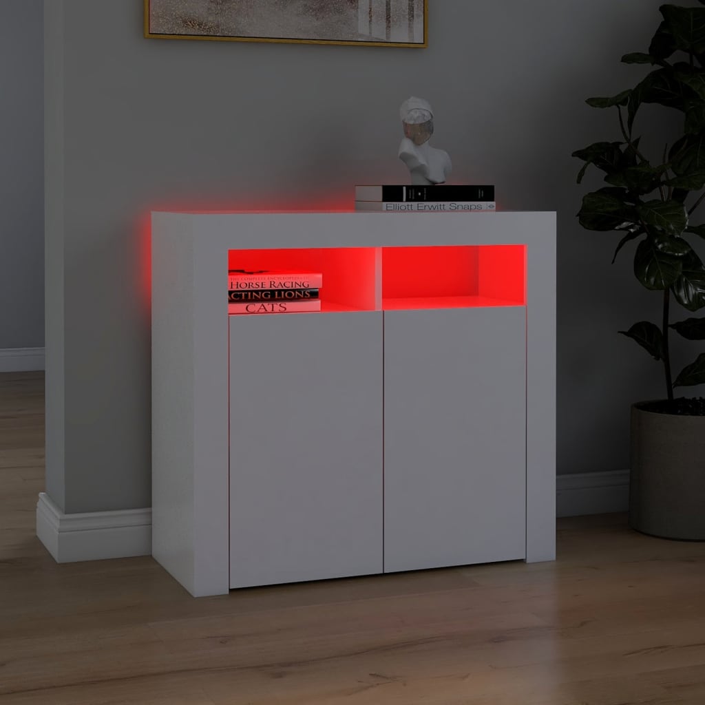 Dressoir met LED-verlichting 80x35x75 cm wit 80 x 35 x 75 cm Wit