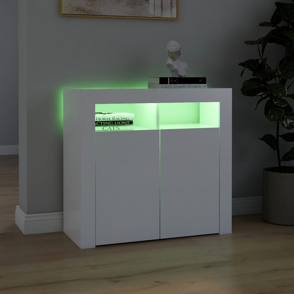 Dressoir met LED-verlichting 80x35x75 cm wit 80 x 35 x 75 cm Wit