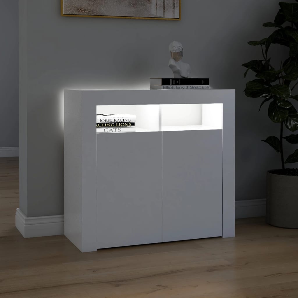 Dressoir met LED-verlichting 80x35x75 cm wit 80 x 35 x 75 cm Wit