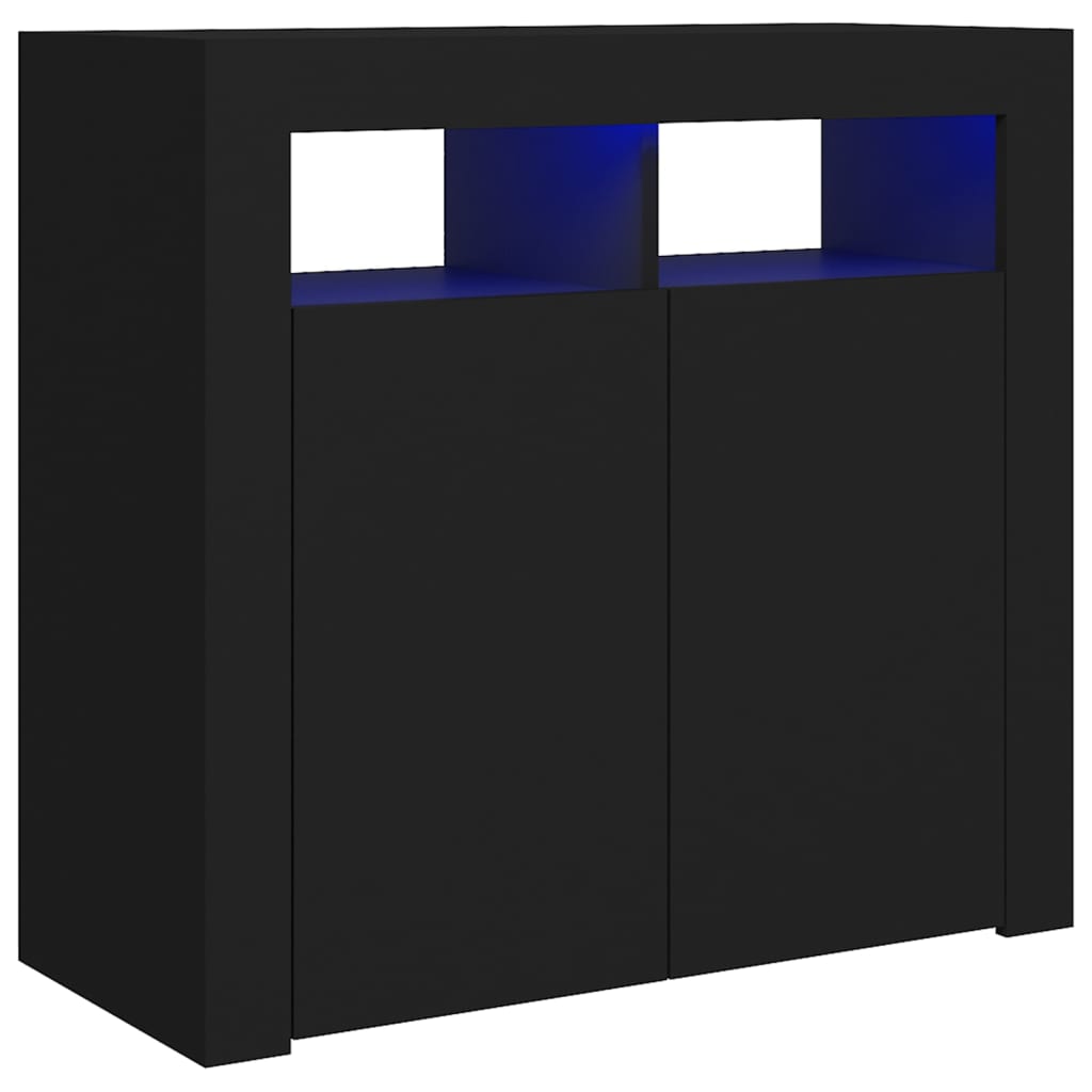Dressoir met LED-verlichting 80x35x75 cm zwart 80 x 35 x 75 cm Zwart