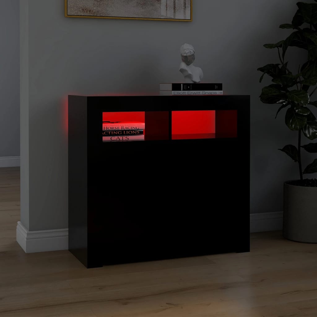 Dressoir met LED-verlichting 80x35x75 cm zwart 80 x 35 x 75 cm Zwart