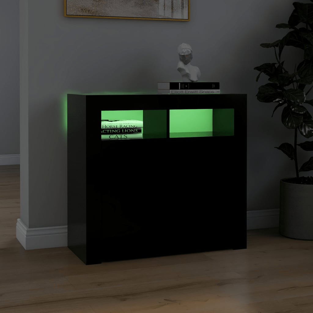Dressoir met LED-verlichting 80x35x75 cm zwart 80 x 35 x 75 cm Zwart