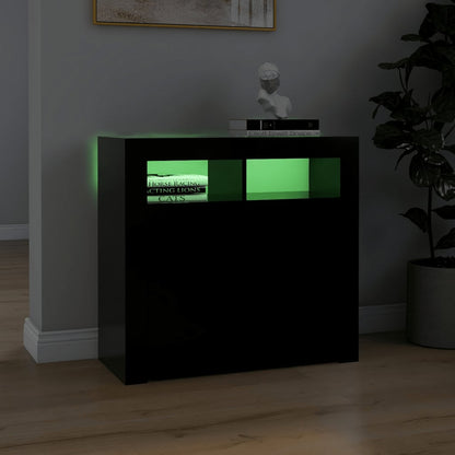 Dressoir met LED-verlichting 80x35x75 cm zwart 80 x 35 x 75 cm Zwart