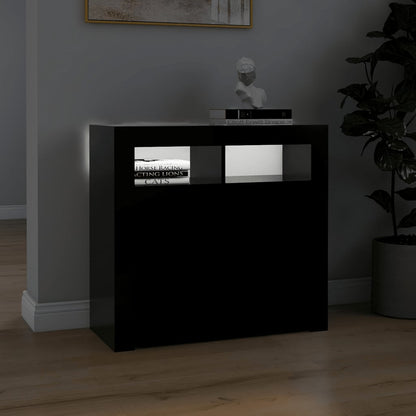 Dressoir met LED-verlichting 80x35x75 cm zwart 80 x 35 x 75 cm Zwart