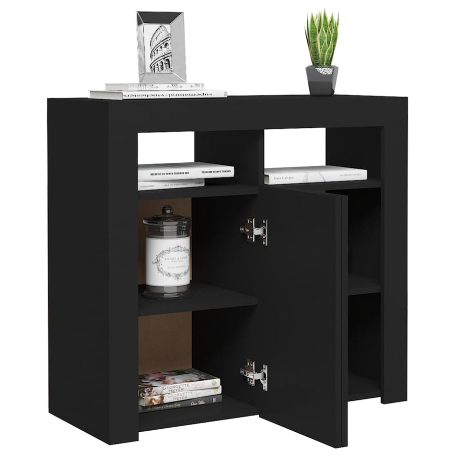 Dressoir met LED-verlichting 80x35x75 cm zwart 80 x 35 x 75 cm Zwart