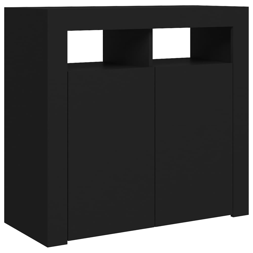 Dressoir met LED-verlichting 80x35x75 cm zwart 80 x 35 x 75 cm Zwart