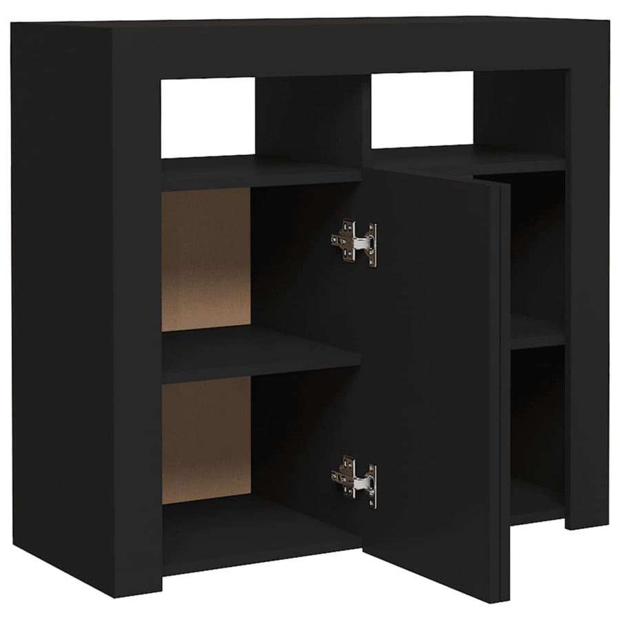 Dressoir met LED-verlichting 80x35x75 cm zwart 80 x 35 x 75 cm Zwart