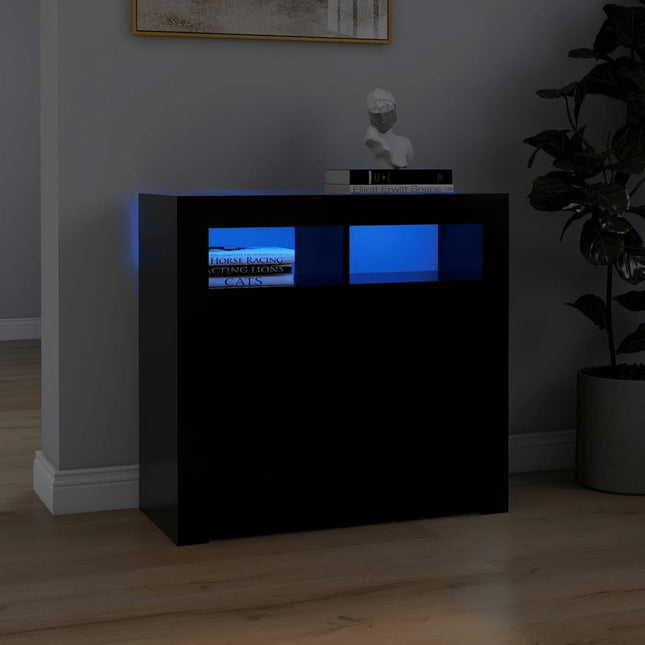 Dressoir met LED-verlichting 80x35x75 cm zwart 80 x 35 x 75 cm Zwart