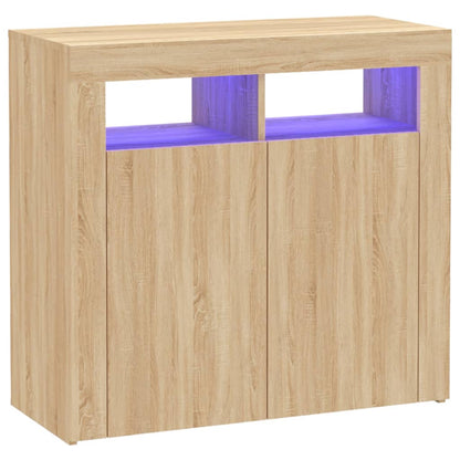 Dressoir met LED-verlichting 80x35x75 cm sonoma eikenkleurig 80 x 35 x 75 cm Sonoma eiken