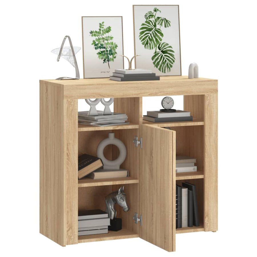 Dressoir met LED-verlichting 80x35x75 cm sonoma eikenkleurig 80 x 35 x 75 cm Sonoma eiken