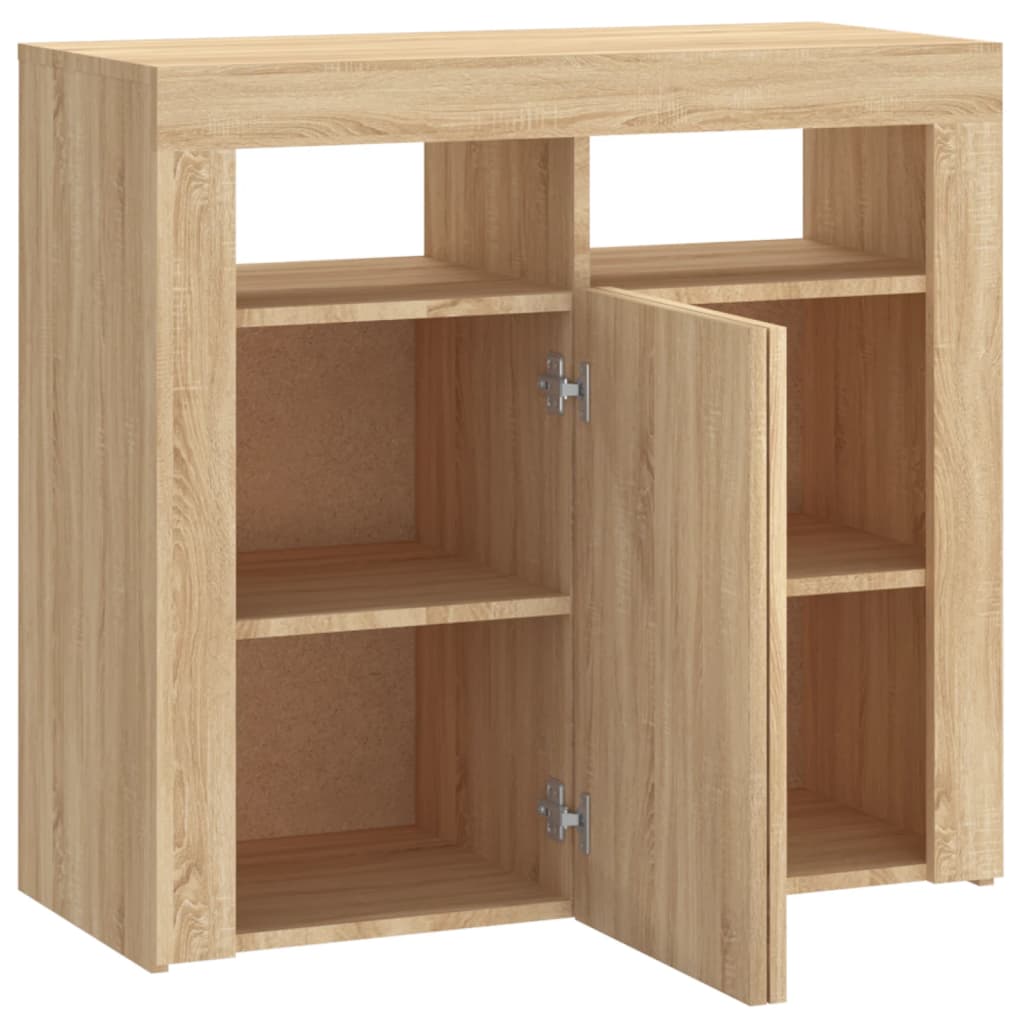Dressoir met LED-verlichting 80x35x75 cm sonoma eikenkleurig 80 x 35 x 75 cm Sonoma eiken
