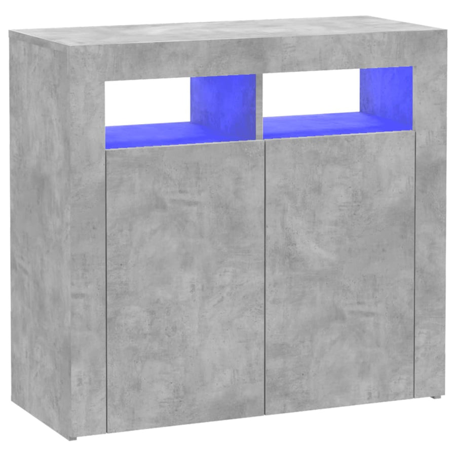 Dressoir Met Led-Verlichting 80 x 35 x 75 cm Betongrijs