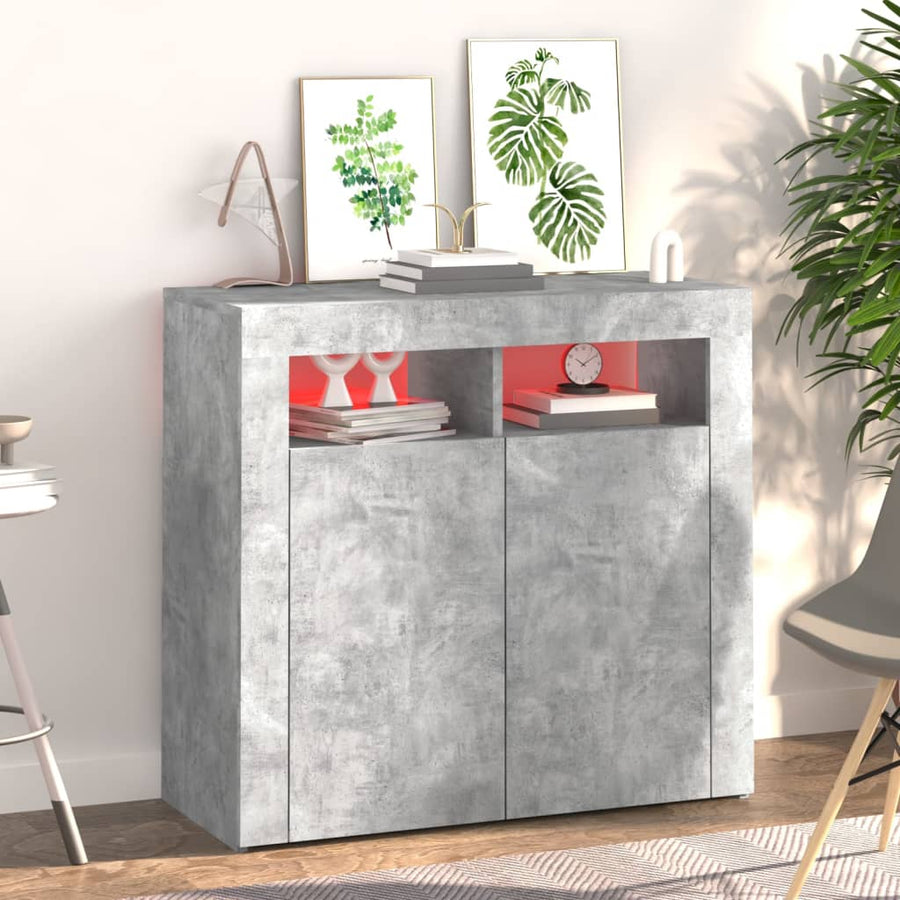 Dressoir Met Led-Verlichting 80 x 35 x 75 cm Betongrijs