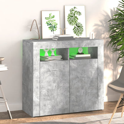 Dressoir Met Led-Verlichting 80 x 35 x 75 cm Betongrijs