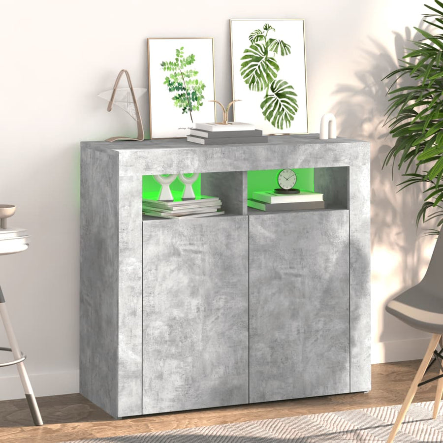 Dressoir Met Led-Verlichting 80 x 35 x 75 cm Betongrijs