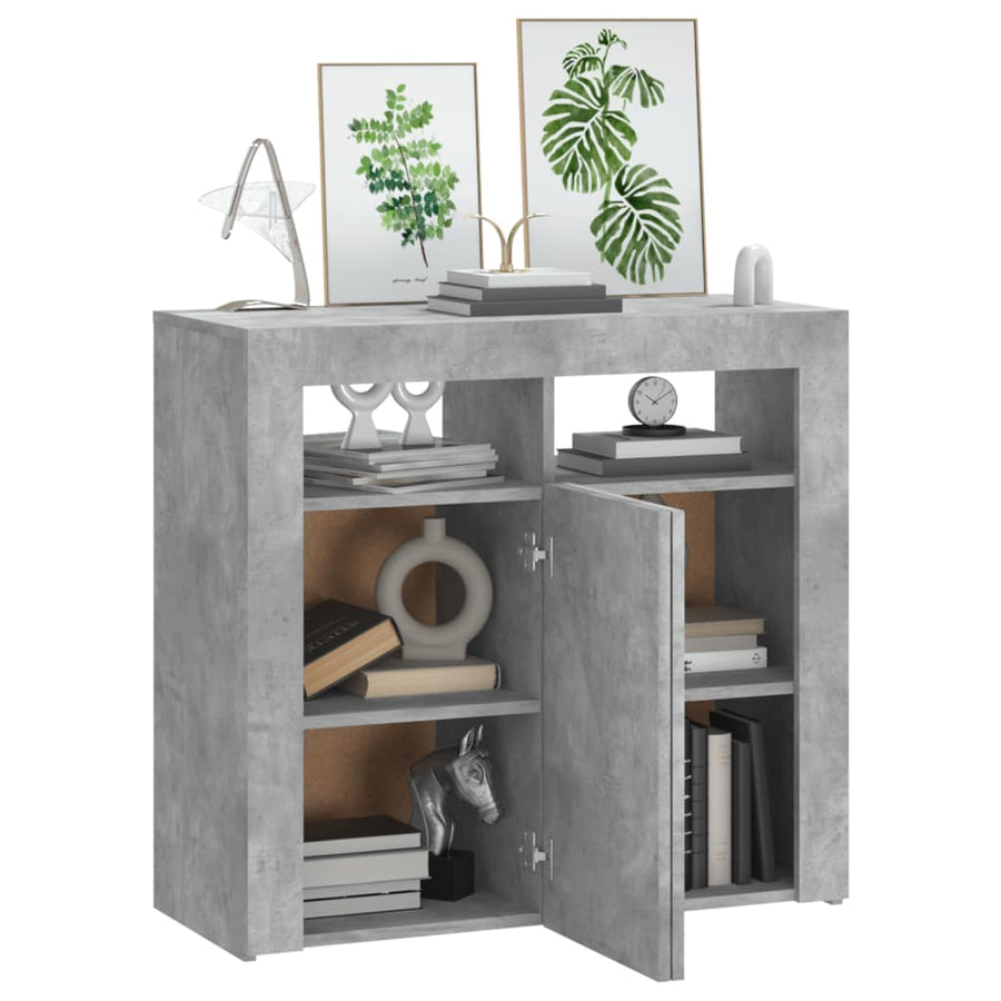 Dressoir Met Led-Verlichting 80 x 35 x 75 cm Betongrijs