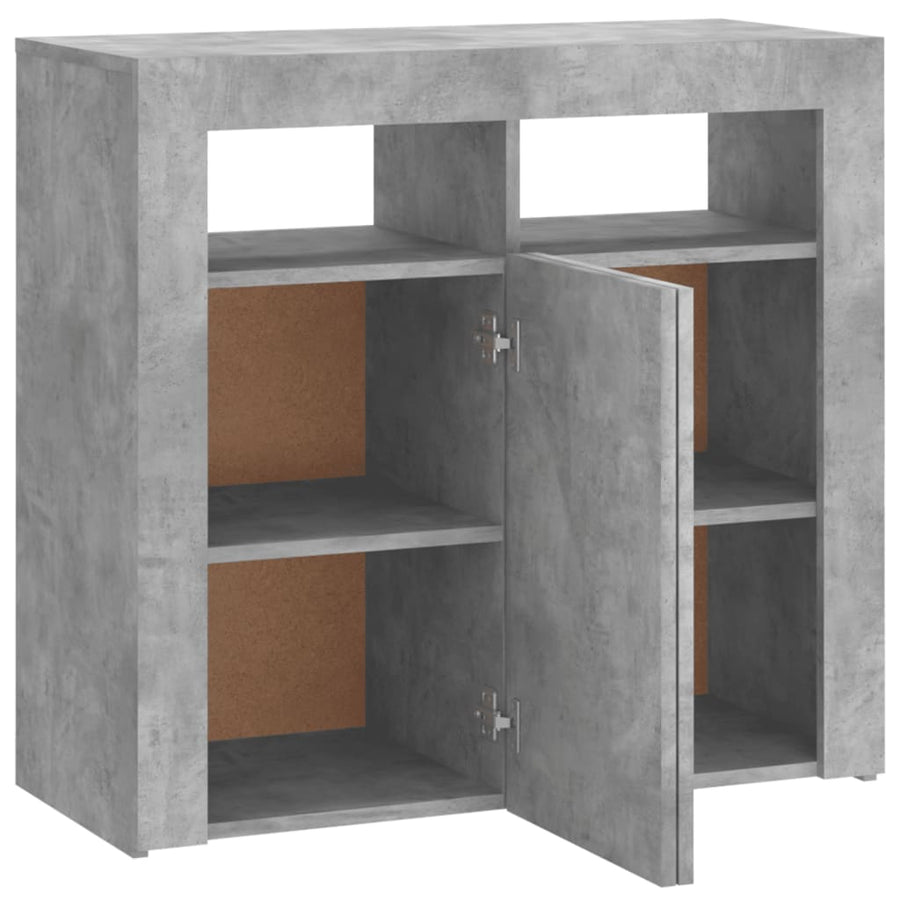 Dressoir Met Led-Verlichting 80 x 35 x 75 cm Betongrijs