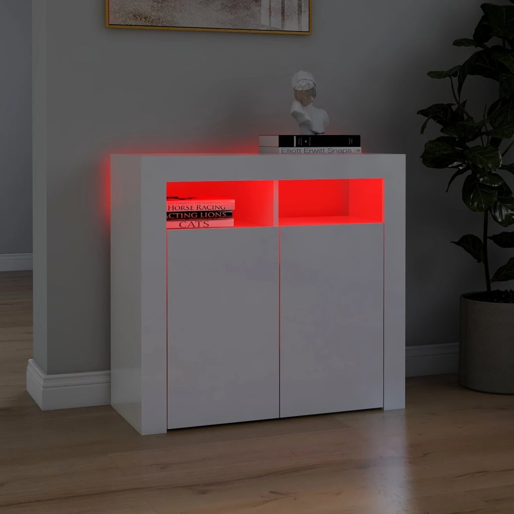 Dressoir met LED-verlichting 80x35x75 cm hoogglans wit 80 x 35 x 75 cm Hoogglans wit