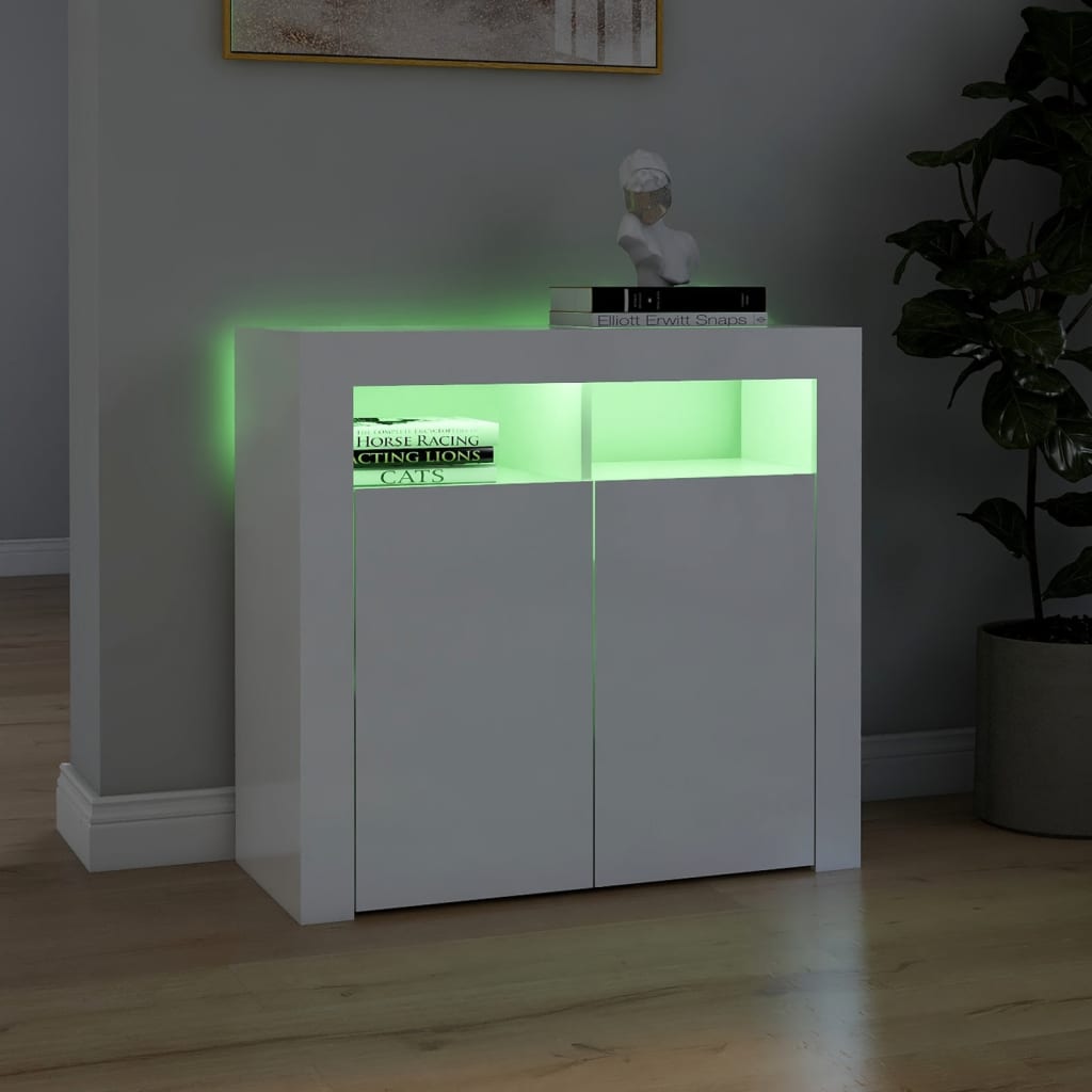 Dressoir met LED-verlichting 80x35x75 cm hoogglans wit 80 x 35 x 75 cm Hoogglans wit