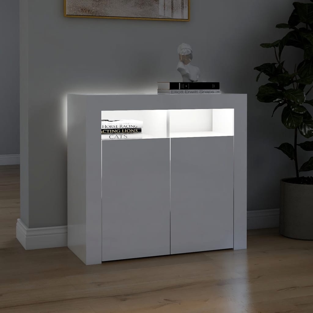 Dressoir met LED-verlichting 80x35x75 cm hoogglans wit 80 x 35 x 75 cm Hoogglans wit