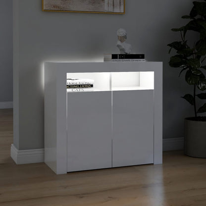 Dressoir met LED-verlichting 80x35x75 cm hoogglans wit 80 x 35 x 75 cm Hoogglans wit