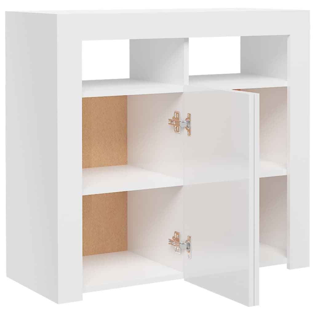 Dressoir met LED-verlichting 80x35x75 cm hoogglans wit 80 x 35 x 75 cm Hoogglans wit