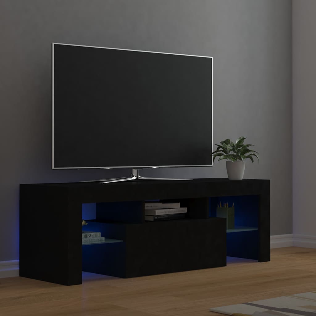 Tv-meubel met LED-verlichting 120x35x40 cm zwart Zwart