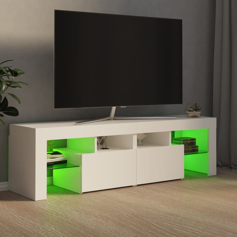 Tv-meubel met LED-verlichting 140x36,5x40 cm wit Wit